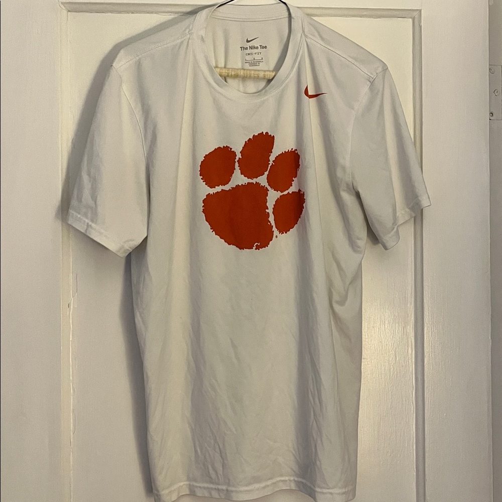 Nike White Tee with Red Paw Design